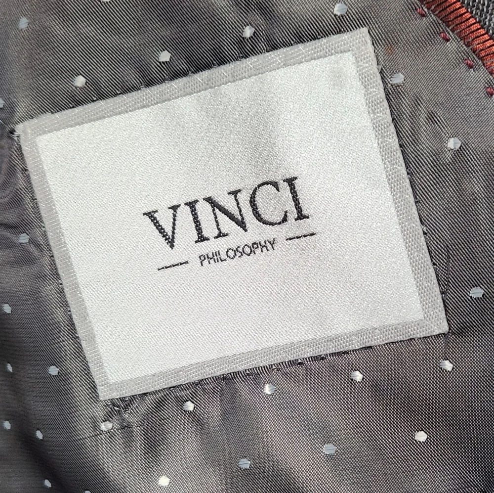 Vinci Philsopy Blue/Gray Checked Italian Suit Jacket Sz.46R